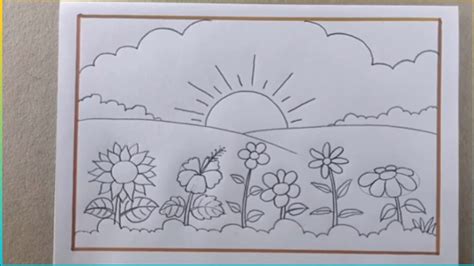 Fuler Bagan Drawing Flower Garden Drawing Very Easy Painting