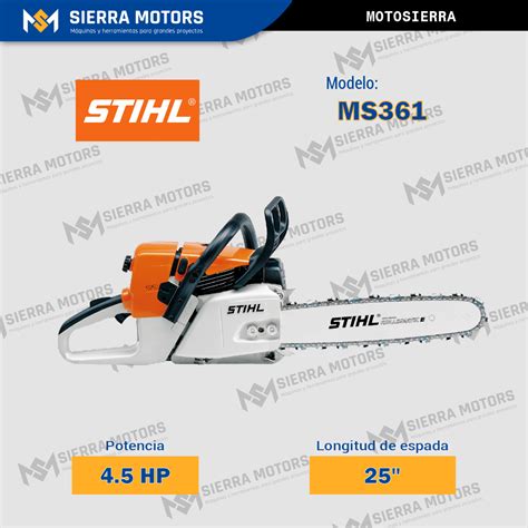 Motosierra STIHL MS 361 4 6 HP 3 4 KW 25 GASOLINA SIERRAMOTORS