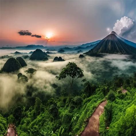 Sebuah Pemandangan Panorama Pada Sore Hari Di Pegunu Openart