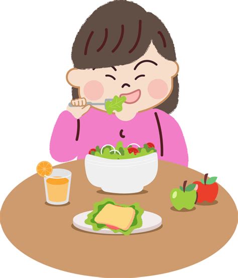 Feliz Pequeno Menina Comendo Saladas Saudável Dieta E Nutrição Para