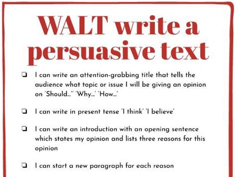 Success Criteria For Persuasive Writing Ks2 Teaching Resources