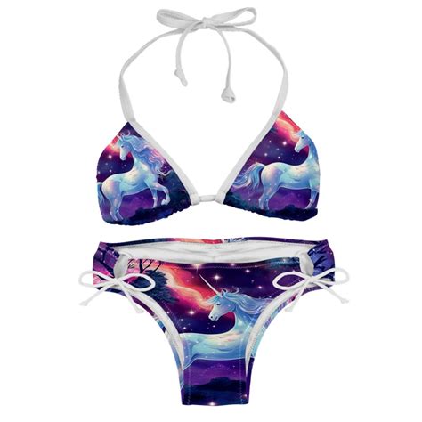Starry Unicorn Women S Detachable Sponge Adjustable Strap Bikini Set Swim Suit Two Pack