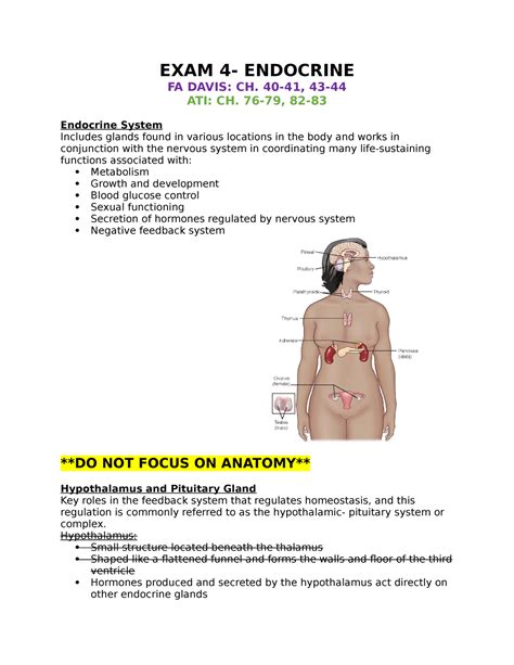 Helpful Hints Medsurg Exam Exam Endocrine Fa Davis Ch