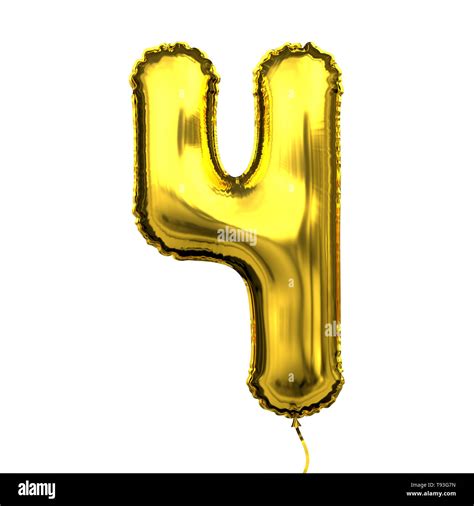 Metallic Golden Letter Balloon Numeral Digit Number 3D Illustration