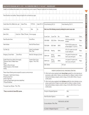 Fillable Online Fcps FORM C ESOL CO U RSE S REGISTRA TION Fairfax