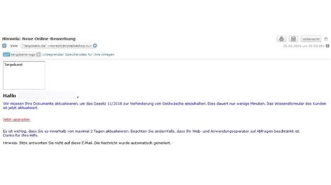 Targobank Phishing Kreditinstitut Warnt Vor Gef Hrlichen Spam Mails