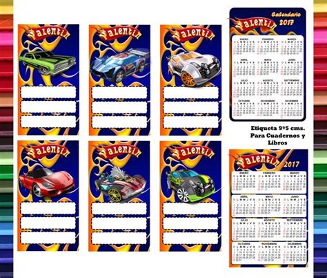 Etiquetas Escolares Hot Wheels Coches Autos Imprimibles S295 19 00 En Mercado Libre