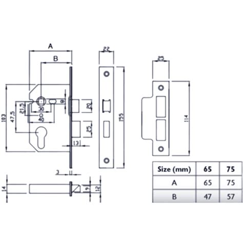 3 76mm Euro Profile Mortice Sashlock Case Only In Satin Stainless