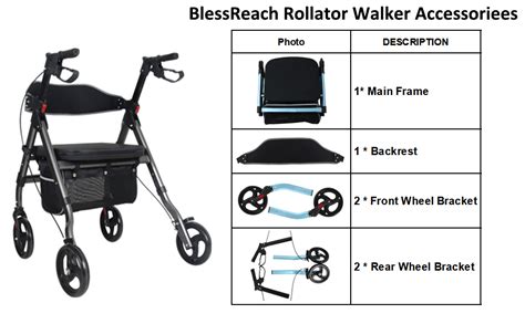 Amazon Blessreach Heavy Duty Rollator Walker Aluminum Rolling