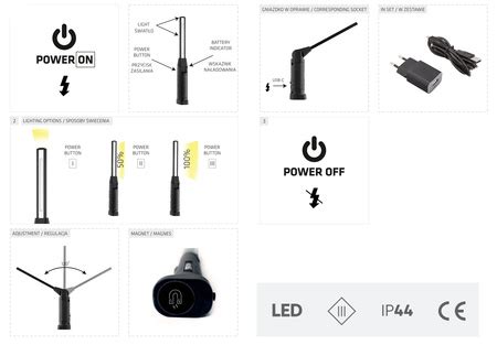 LENA Lighting Latarka Warsztatowa Diodowa CRANE COB LED 5W 1W SMD