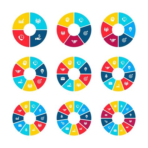 Premium Vector Circle Infographics With 4 5 6 7 8 9 10 11 And 12 Steps Options Or Parts