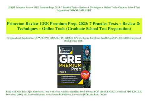 PPT Pdf Princeton Review GRE Premium Prep 2023 7 Practice Tests