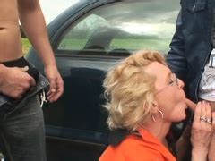 Two Dudes Pick Up And Fuck Hot Grandma In The Fields At DrTuber