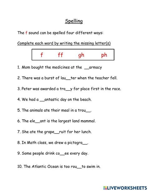 Different F Gh And Ph Sounds Worksheet