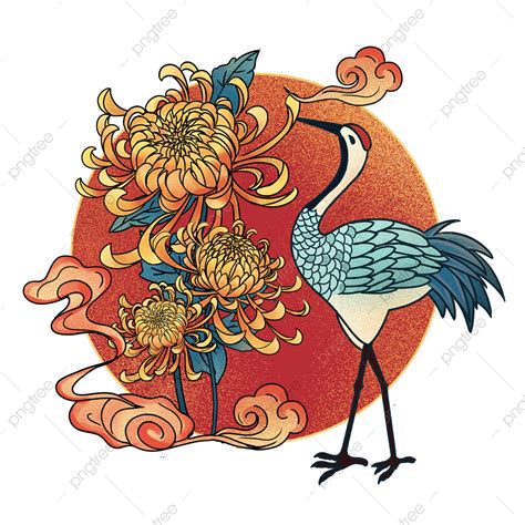 National Tide Chinese Wind Double Ninth Festival Chrysanthemum Crane