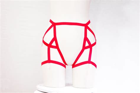 Red Lingerie Red Garter Belt High Waist Lingerie Burlesque Etsy