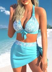 Rotita Patchwork Cyan High Waisted Bikini Set Rotita Usd