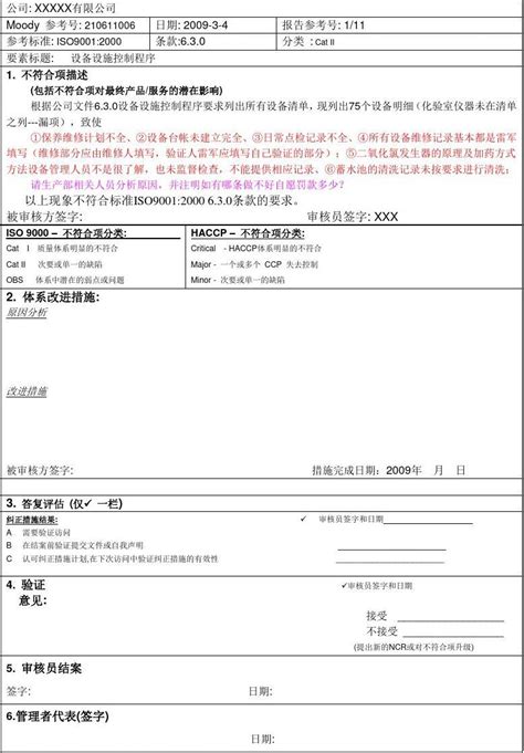 内审中生产部门的不符合项整改报告样板word文档在线阅读与下载无忧文档