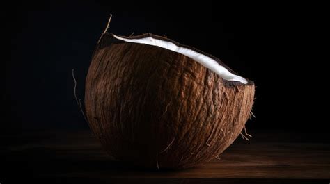 Premium AI Image | A coconut with the inside cut open