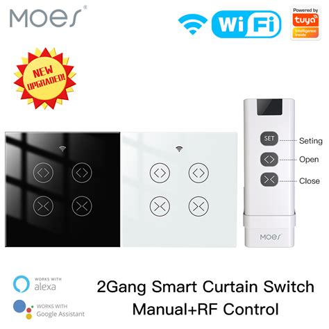 Tuya Smart Curtain Blind Switch WiFi 2 Gang Double For Roller Shutter