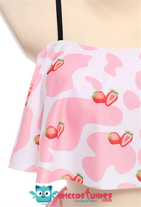 Erdbeere Milch Bademode Badeanzug Sling Hoher Taille Bikini Mit