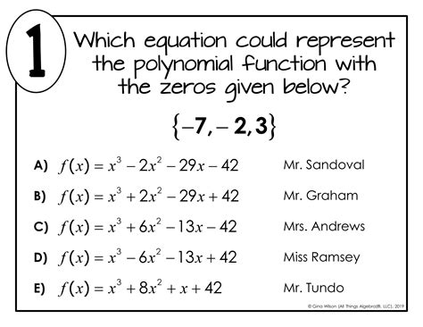 Writing Polynomial Functions Given Zeros Math Lib Activity All