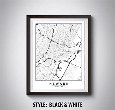 Map of Newark NJ Newark Map Newark Poster Office Décor | Etsy