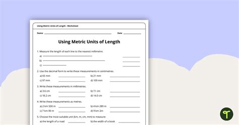 Using Metric Units Of Length Worksheet Teach Starter Worksheets Library