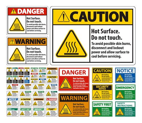 Hot Surface Do Not Touch Sign Set Vector Art At Vecteezy