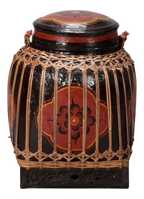 Large Asian Red And Black Lacquered Thai Basket On Chairish Asian