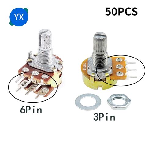 50PCS WH148 Single Linked Potentiometer B1K 2K 5K 10K 20K 50K 100K 250K