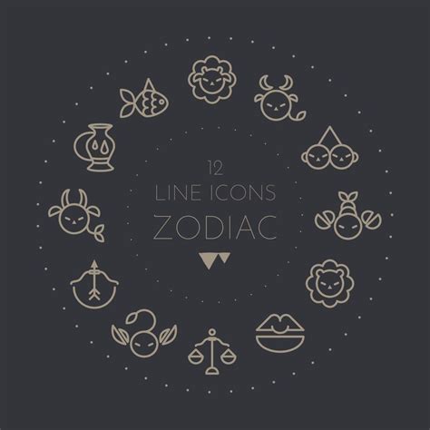 Zodiac Sign Icons Collection Minimalistic Astrological Horoscope