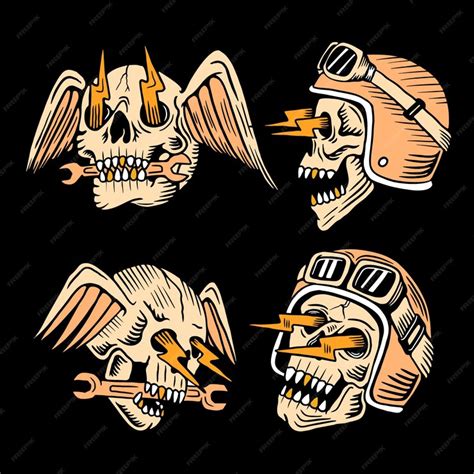 Premium Vector | Skull motorcycle logo