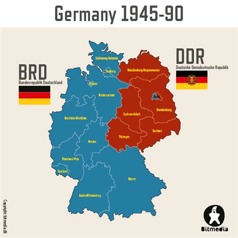 Map of Germany 1945-1990 download file - Bitmedia