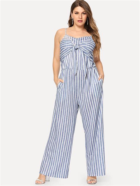 Plus Knot Front Striped Cami Jumpsuit Jumpsuits For Women Jumpsuit