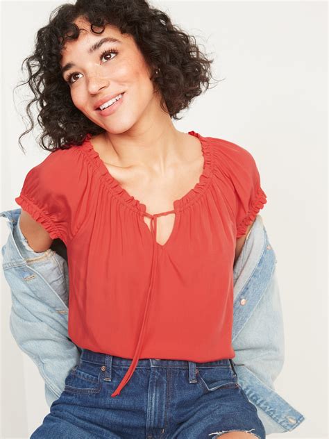 Ruffled Tie Neck Blouse Old Navy