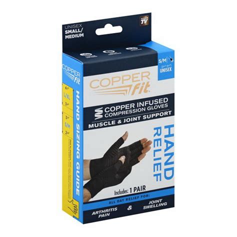 Copper Fit Hand Relief Compression Gloves Smallmedium Black 1 Pr