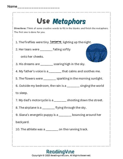 Metaphor Worksheets Readingvine