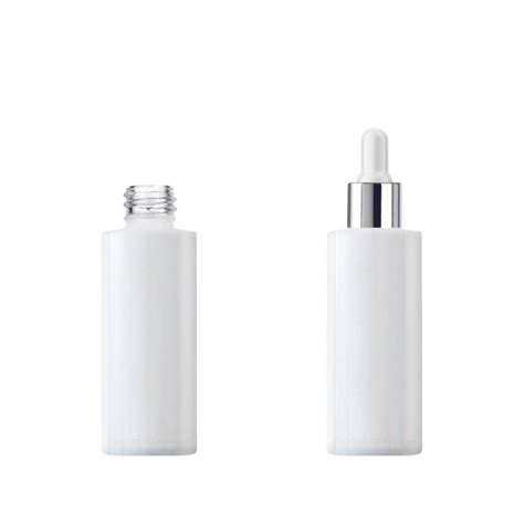 Ml White Glass Dropper Bottle Aluminium Silver Pipette