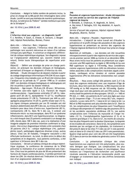 PDF Poussées et urgences hypertensives étude rétrospective sur une