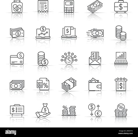 Money Finance Icon Set In Flat Style Payment Vector Illustration On