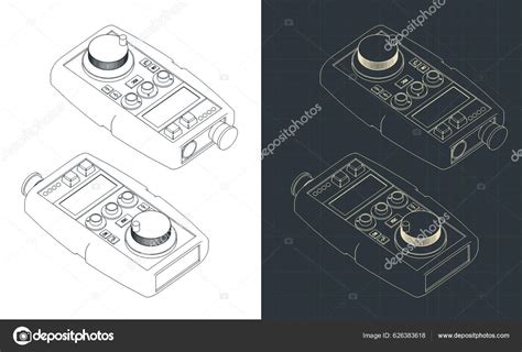 Stylized Vector Illustration Isometric Blueprints Hand Remote Control