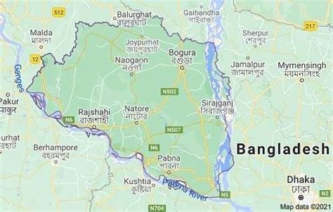 Map Of Rajshahi Division Showing The Districts Under Study Area