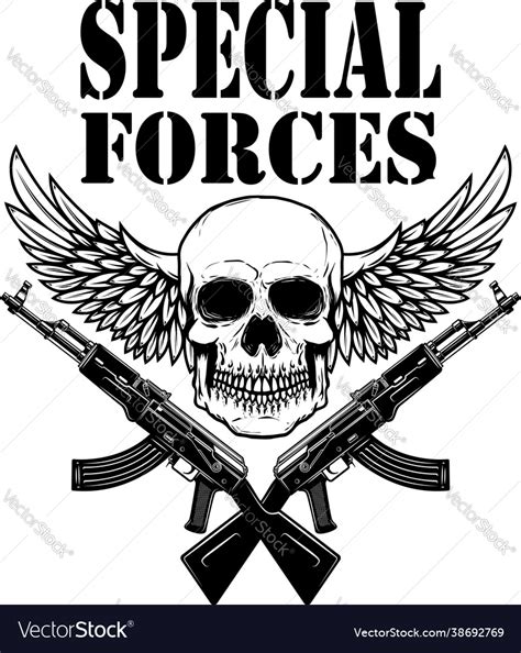 Special Forces Crossed Assault Rifles Ak 47 Vector Image