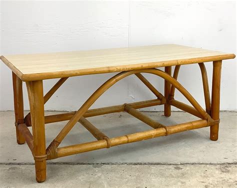 Vintage Coastal Bamboo Coffee Table Etsy