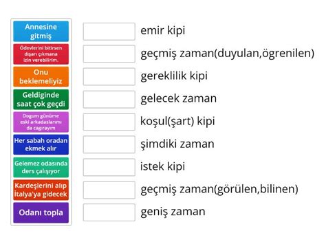 KİP EKLERİ TÜRKÇE Match up