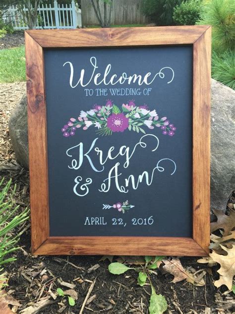 Rustic Framed 16x20 Hand Painted Chalkboard Wedding Welcome Sign