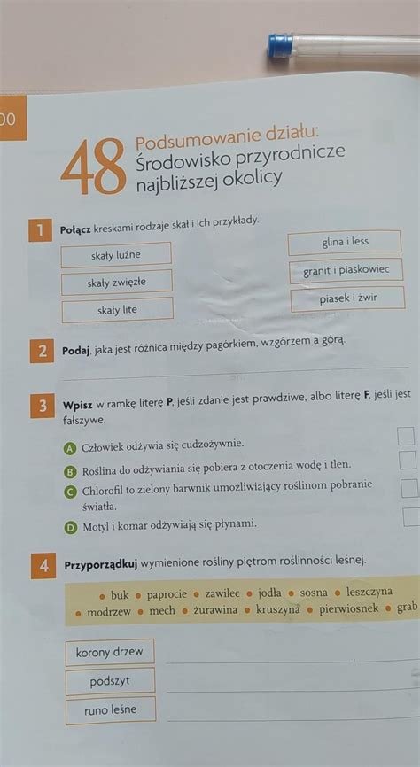 podsumowanie działu środowisko przyrodnicze najbliższej okolicy klasa 4