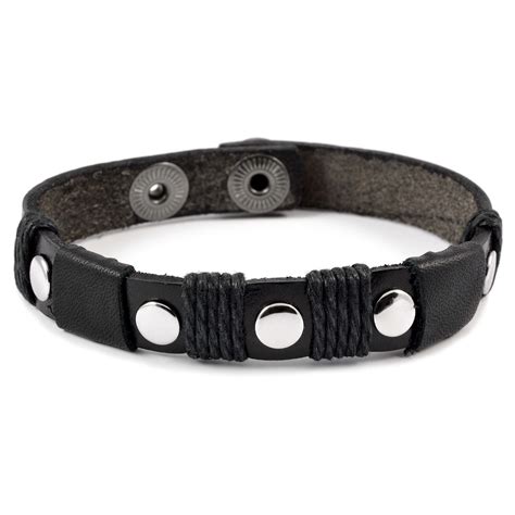 Black Leather Rivets Bracelet | In stock! | Fort Tempus