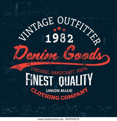 Typography Vintage Denim Brand Logo Print Stock Vector Royalty Free